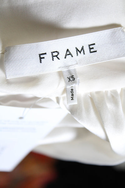 Frame Womens Dolman Sleeve Gathered Button Down Blouse White Size XS