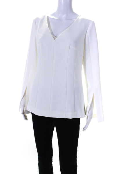 Trina Turk Women's V-Neck Long Sleeves Legendary Top Blouse Winter White Size 6