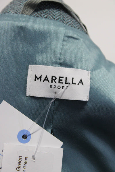 Marella Sport Women's Long Sleeves Lined Garden Blazer Water Green Size 10