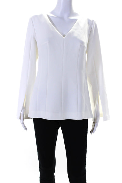 Trina Turk Women's V-Neck Long Sleeves Legendary Top Winter White Size 4