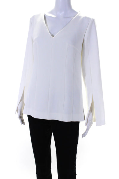 Trina Turk Women's V-Neck Long Sleeves Legendary Top Winter White Size 4