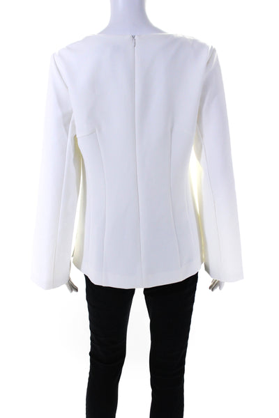 Trina Turk Women's V-Neck Long Sleeves Legendary Top Winter White Size 4