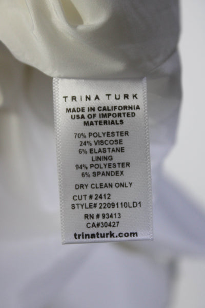 Trina Turk Women's V-Neck Long Sleeves Legendary Top Winter White Size 4