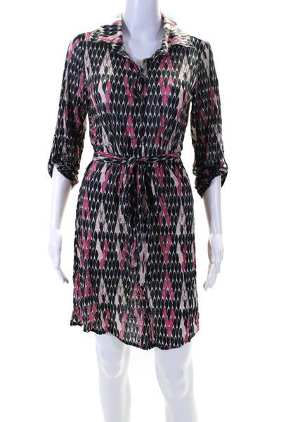 David Cline Women's Long Sleeves Button Down Mini Dress Multicolor Size S