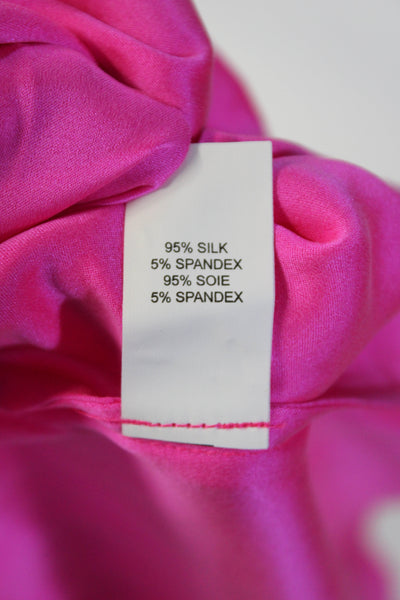 Ramy Brook Women's V-Neck Sleeveless Asymmetrical Hem Blouse Pink Size S