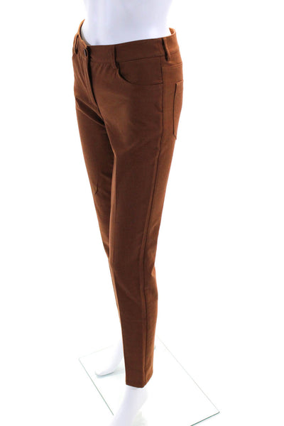Akris Womens Cotton Woven Mid Rise Zip Up Slim Cut Pants Chinos Brown Size 2