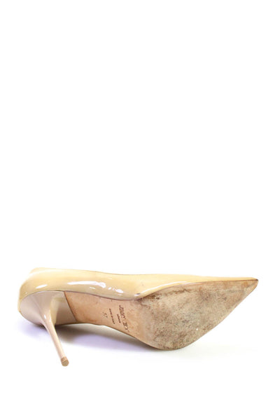 Jimmy Choo Womens Patent Leather Pointed Toe High Heels Pumps Beige Size 37 7