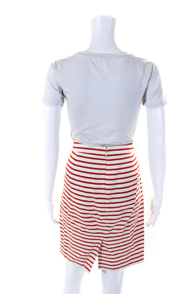 J Crew Women's Zip Closure Slit Hem A-Line Mini Stripe Skirt Size 4 Lot 2