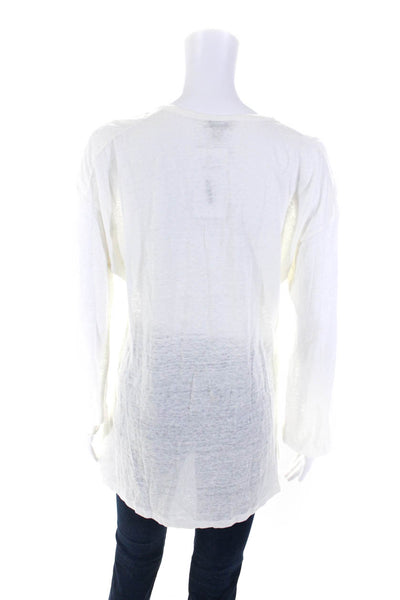 Joie Womens Long Sleeve Tie Neck Tunic Blouse White Linen Size Extra Small