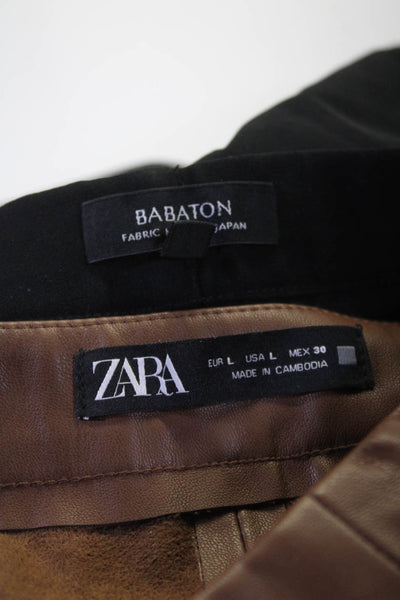 Zara Babaton Womens Floral Tapered Jogger Pants Black White Brown Size M L Lot 3