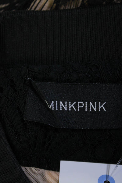 MINKPINK Womens Lace Full Zipper Jacket Black Beige Size Extra Small