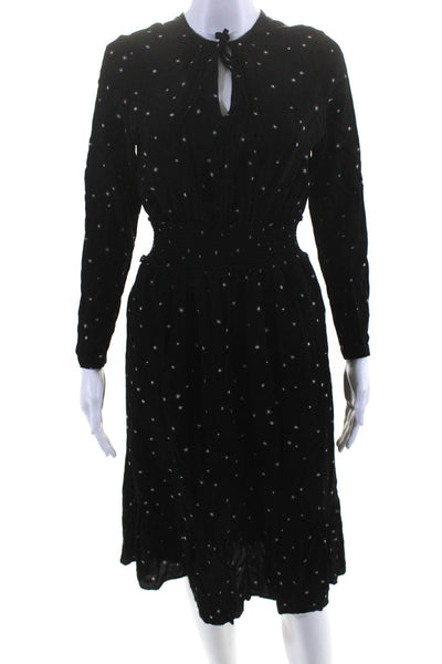 Rails Womens Stars Print Key Hole Neck A Line Maxi Dress Black White Size Small