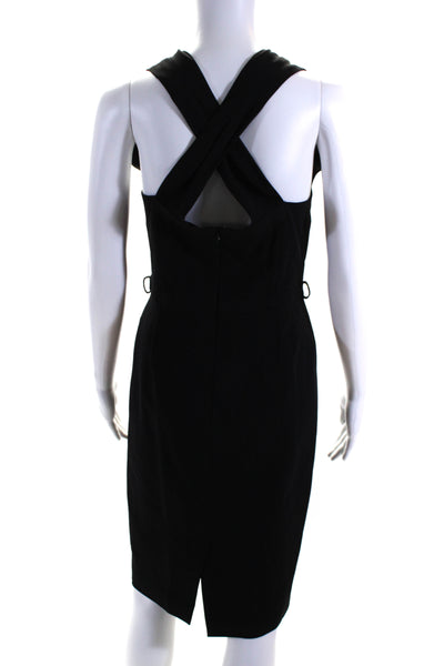 Gucci Womens Crepe Strappy Sleeveless Belted Sheath Dress Black Size 42