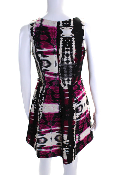 Plenty by Tracy Reese Womens Black/Pink Print Crew Neck Fit & Flare Dress Size 2