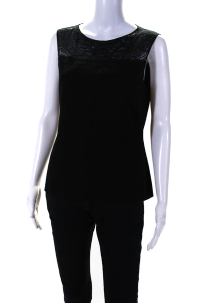 Lafayette 148 New York Women's Round Neck Sleeveless Blouse Black Size L