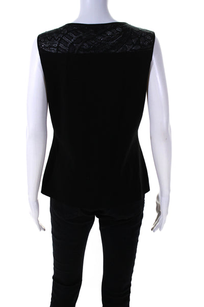 Lafayette 148 New York Women's Round Neck Sleeveless Blouse Black Size L