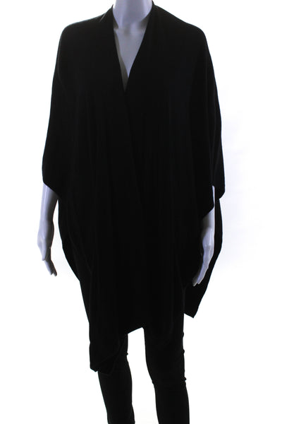 Echo Womens Thin Knit Open Front Cape Shawl Poncho Black One Size