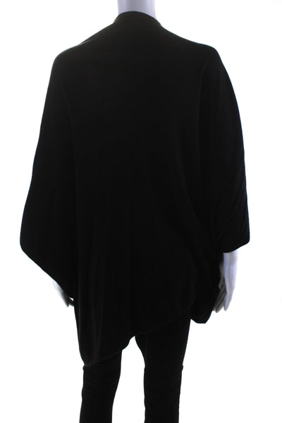 Echo Womens Thin Knit Open Front Cape Shawl Poncho Black One Size