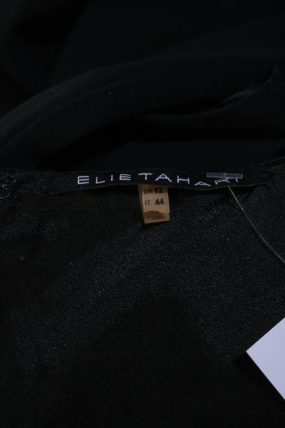 Elie Tahari Womens Silk Ruffled Trim Sleeveless Pencil Dress Black Size Size 8