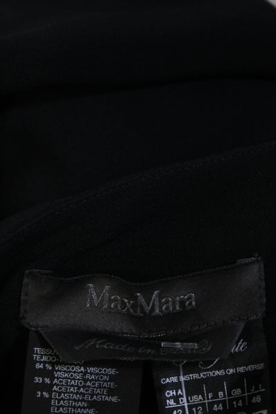 Max Mara Womens Beaded Toggle Bow Unlined Midi One Shoulder Dress Black Size 12