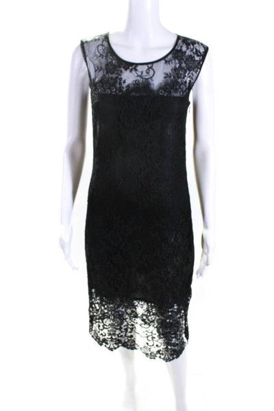 Hotel Particulier Womens Lace Sleeveless Sheer Panel  Shift Dress Black Size M