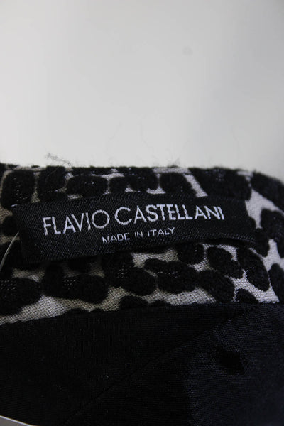Flavio Castellani Womens Spotted Sleeveless A Line Dress Black White Size 40