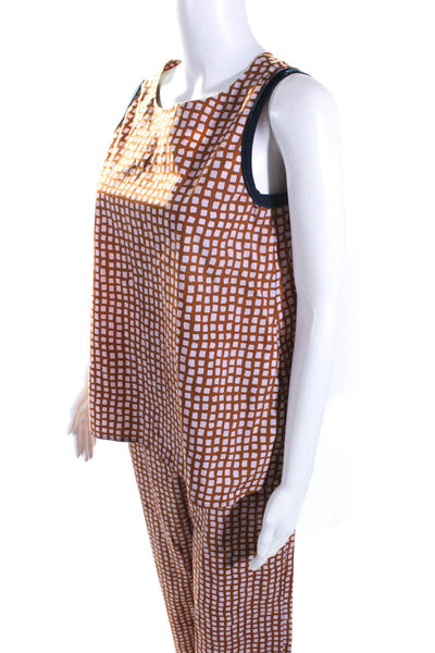 Rosso35 Womens Cotton Geometric Print Co Ord Pants Set Orange Size 42