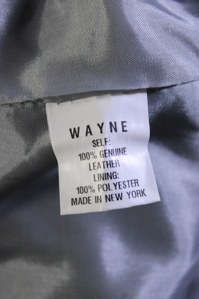 Wayne Women's Round Neck Sleeveless Lined Leather Blouse Green Size M
