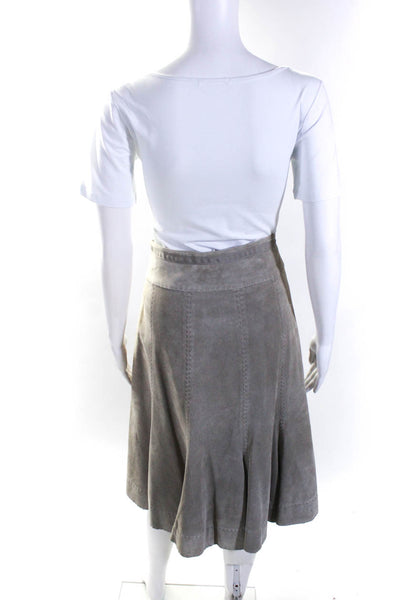 Weekend Max Mara Womens Taupe Suede Leather A-Line Skirt Size 10