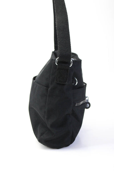 Kipling Womens Solid Black Zip Pockets Shoulder Bag Handbag
