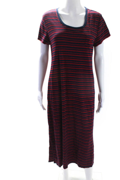 Lauren Ralph Lauren Womens Jersey Striped Short Sleeve Maxi Dress Red Size XL