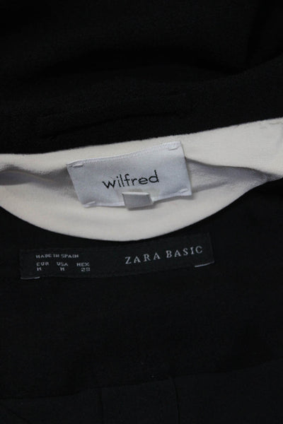 Zara Basic Womens Satin V-Neck Blouse Open Cardigan Blazer Black Size M 4 Lot 2