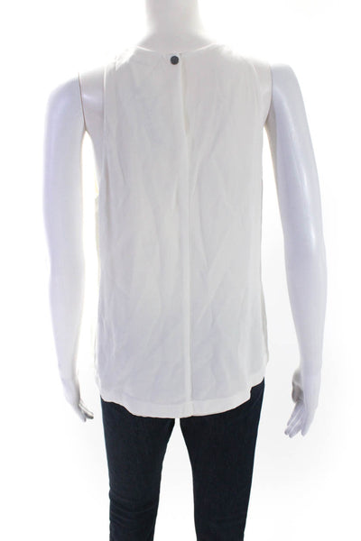 ALC Womens Sheer Sleeveless Metal Pin Accent V Neck Tank Blouse White Size 6
