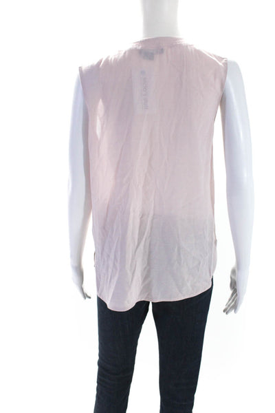 Vince Womens Zippered Shoulder Sleeveless Round Neck Blouse Light Pink Size S