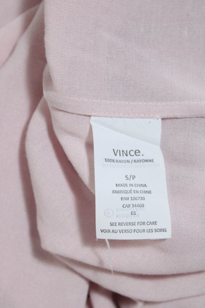 Vince Womens Zippered Shoulder Sleeveless Round Neck Blouse Light Pink Size S