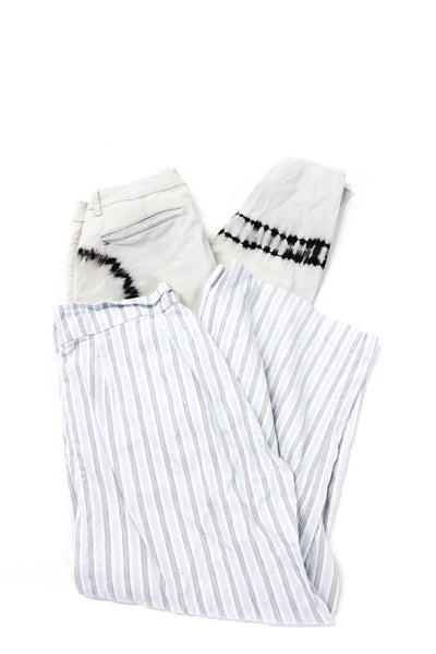 Avenue Montaigne Sundry Womens Striped Cropped Pants Blue Beige Size 4 26 Lot 2