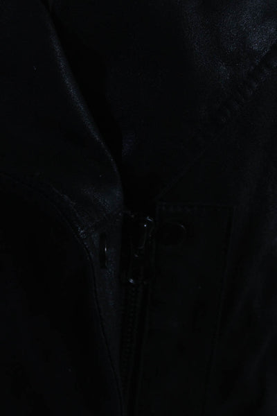 Vince Womens Leather Collared Sleeveless Zipped Vest Jacket Black Size XS