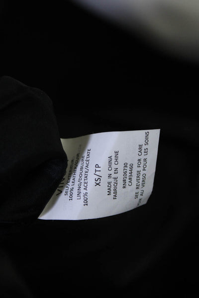 Vince Womens Leather Collared Sleeveless Zipped Vest Jacket Black Size XS