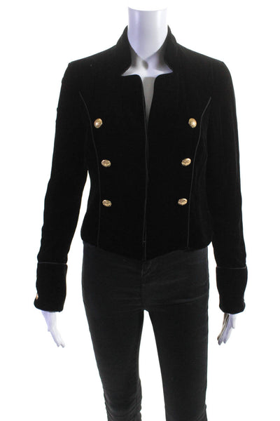 Intermix Womens Velour Double Breasted Buttoned Collared Jacket Black Size S