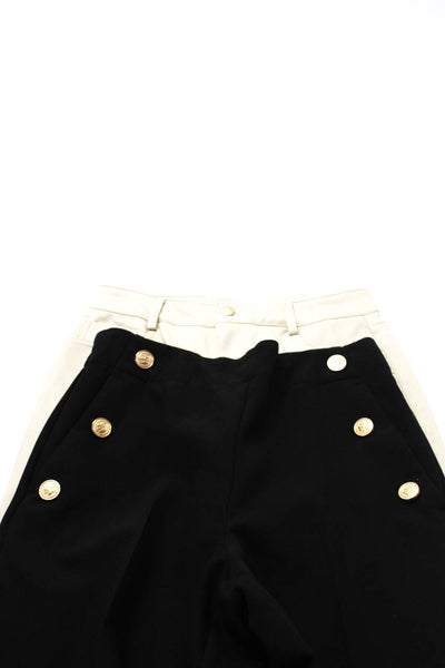 Zara Womens Buttoned Zipped Tapered Straight Leg Pants Beige Size 4 S Lot 2