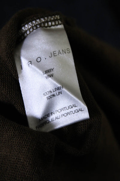 IRO Jeans Womens Linen Jersey Knit V-Neck Short Sleeve Tee T-Shirt Green Size XS