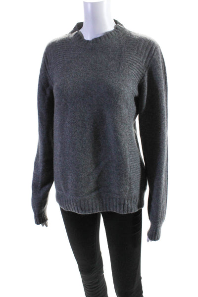 Belstaff Womens Wool Long Sleeve Ribbed Trim Pullover Sweater Gray Size M