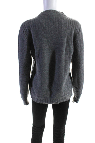 Belstaff Womens Wool Long Sleeve Ribbed Trim Pullover Sweater Gray Size M