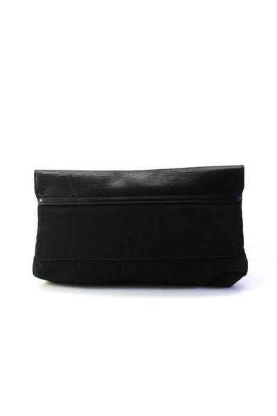 Prada Womens Leather Hook Pile Tape Closure Pouch Black Size S