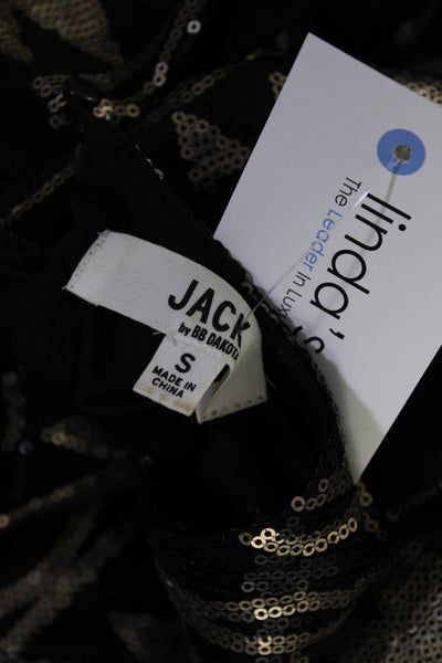 Jack by BB DAKOTA Womens Sequin Zig Zag Sleeveless Shift Dress Black Gold Small