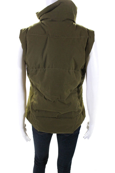 Nau Womens Asymmetrical Full Zip Turtleneck Vest Olive Green Size Small
