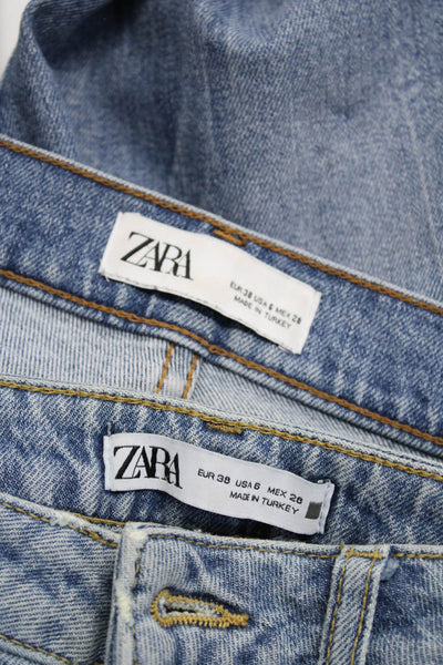 Zara Womens Straight Skinny Leg Jeans Blue Cotton Size 6 Lot 2