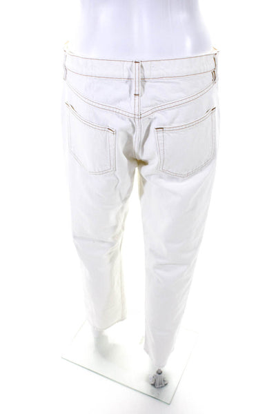 Frame Womens Denim Button Fly High Rise Straight Leg Jeans Pants White Size 28