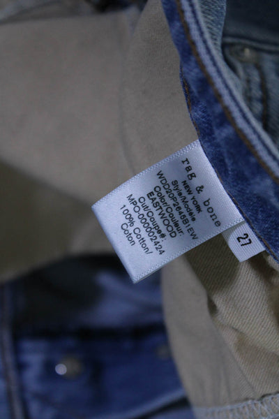 Rag & Bone Womens Denim Cut Off High Rise Button Fly Jeans Pants Blue Size 27