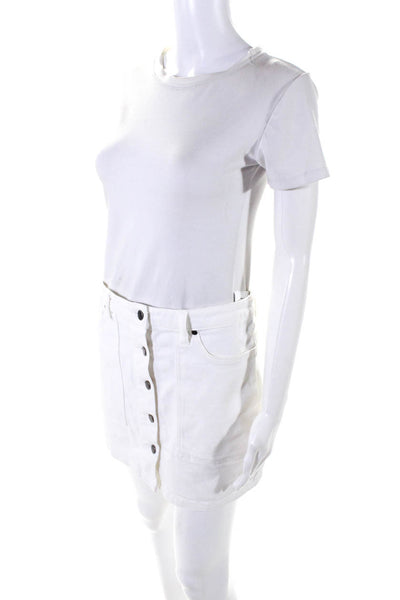 Rebecca Minkoff Womens Denim Button Up High Rise Mini Jean Skirt White Size 27